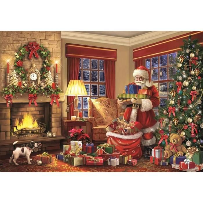 Puzzle - La Visite du père noël - 1000 pièces - 70 x 50 cm - Inclus : poster