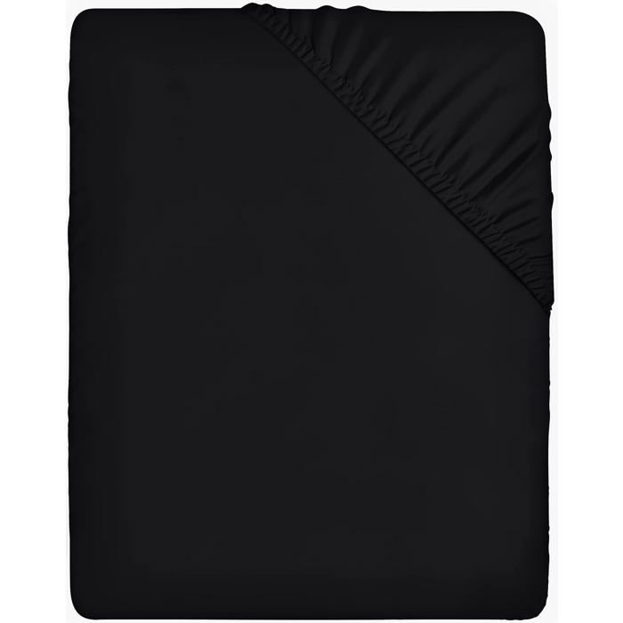 Bedding Drap Housse - Noire 180 x 200 cm - Bonnets 35 cm pour Matelas Épais - Polyester Microfibre Brossée