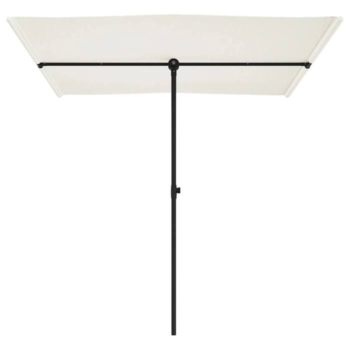 Parasol de jardin - WIENS - 2x15 m - Blanc sable - Tissu polyester - Mât en aluminium - Hauteur réglable