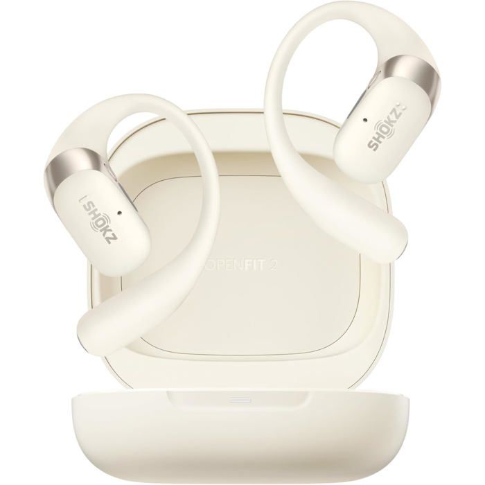 Casque à Oreilles Libres SHOKZ OpenFit 2 Bluetooth avec Micro 48 Heures de Lecture Beige