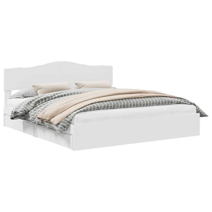 Lit de rangement moderne - vidaXL - 180x200 cm - Blanc - Bois dingénierie - Tiroirs de rangement - Cadre à lattes Lit de rangement moderne - vidaXL - 180x200 cm - Blanc - Bois dingénierie - Tiroirs de rangement - Cadre à lattes