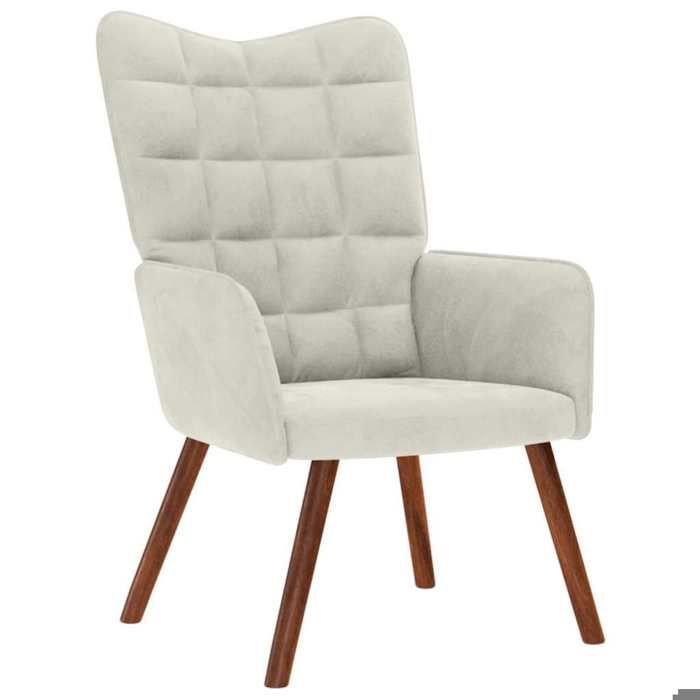 TOP 2026 Chaise Relax - 1 place Fauteuil - avec tabouret en velours - crème - 61.5x69x95.5 cm FF4866