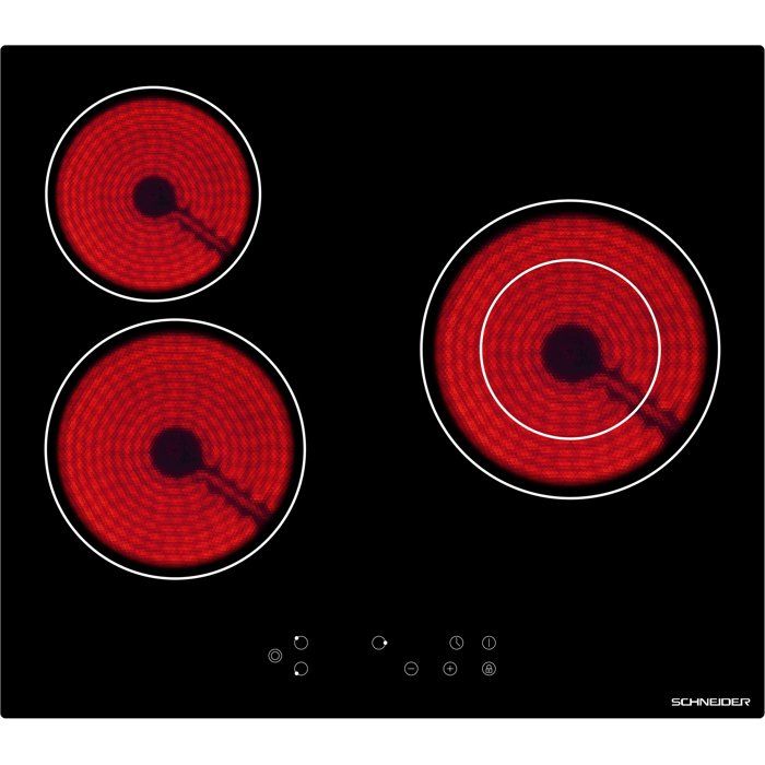 Table Vitrocéramique Schneider SCTV603S – 3 Feux, Sécurité Renforcée - vue 3