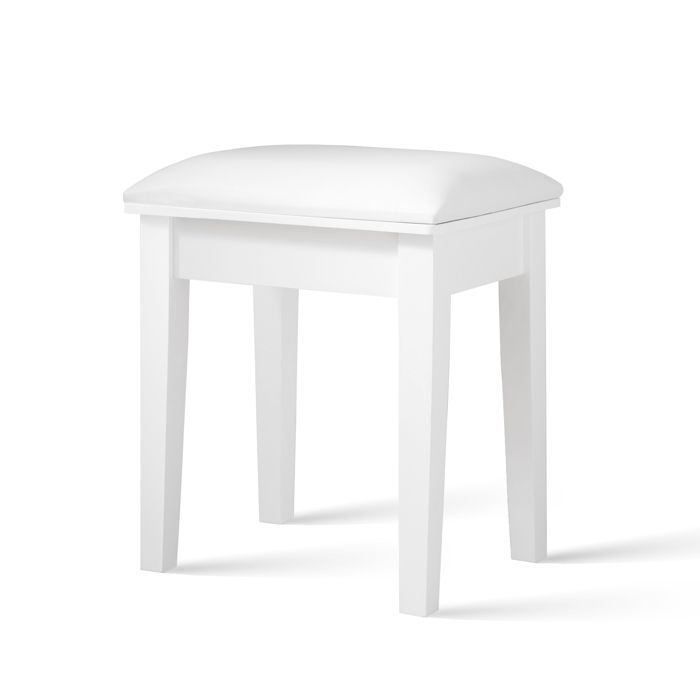 Tabouret Coiffeuse Blanc Chaise de Maquillage en Velours Pouf Banc de Piano Style Moderne 43 x 33 x 45 cm