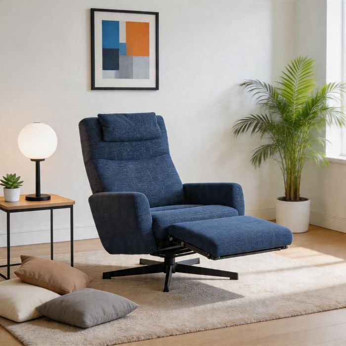 Fauteuil relax - Modèle Lounge - Revêtement chenille - Dossier inclinable 100°–150° - Rotation 360°