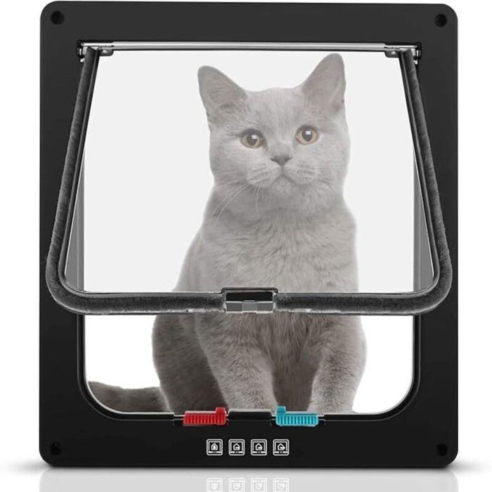 Chatière pour chat XL - Unbrand - 4 voies de fermeture - Plastique ABS résistant - Dimensions 20x22 cm