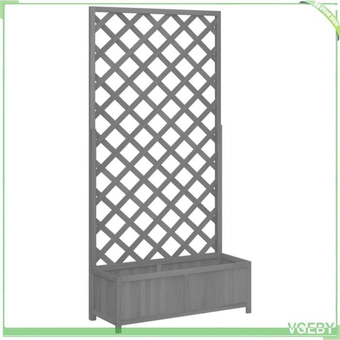 Jardinière avec treillis - FAFEICY - 365481 - Bois sapin massif - Noir - 90 x 35 x 180 cm