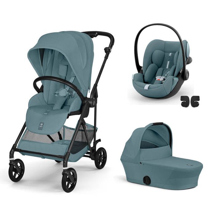 CYBEX - Poussette Trio Melio 6 Carbon + Cloud G Plus + Nacelle Stormy Blue
