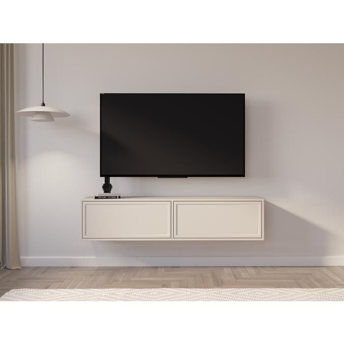 Meuble TV 2 portes suspendu – VELVETO – Cachemire – 140 cm