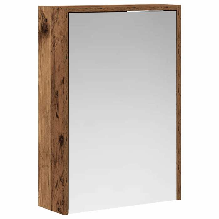 Armoire miroir de salle de bain - vidaXL - bois dingénierie - bois ancien - 1 porte - 2 étagères - 43 x 16 x 625 cm 752jod68i