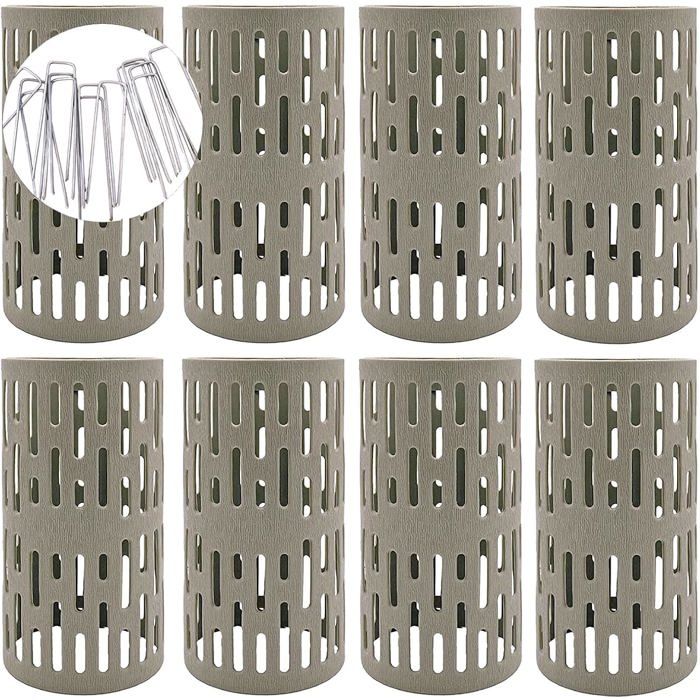 8 Pièces protecteurs pour plantes et troncs darbres 20cm maille plastique extensible avec crochets intégrés pour empilage - Gris