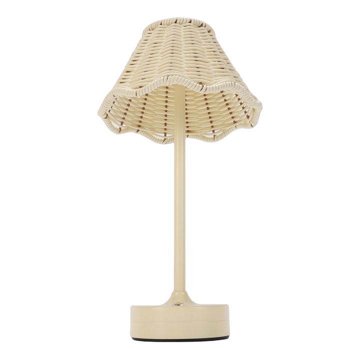AUCUNE Lampe de table en rotin Lampe de table LED vintage en rotin 3 couleurs sans fil deco poser Parapluie fleur de prunier