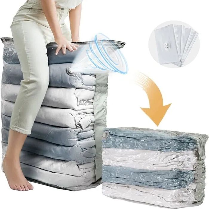 Un lot de 4 sacs de rangement sous vide est idéal pour ranger les draps et les vêtements. Un lot de 4 sacs de rangement sous vide est idéal pour ranger les draps et les vêtements.