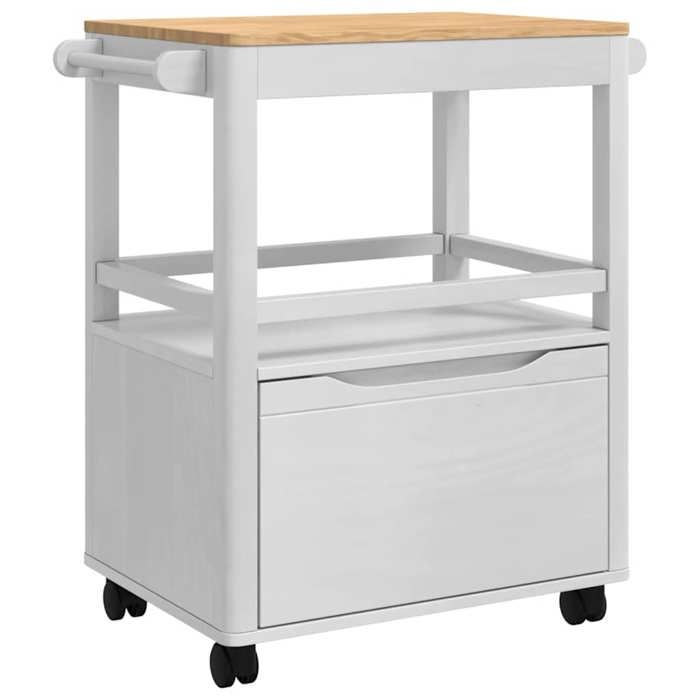 Meuble - Desserte - Blanc - Chariot de cuisine FLORO Blanc 72 5x45x80 cm_24861