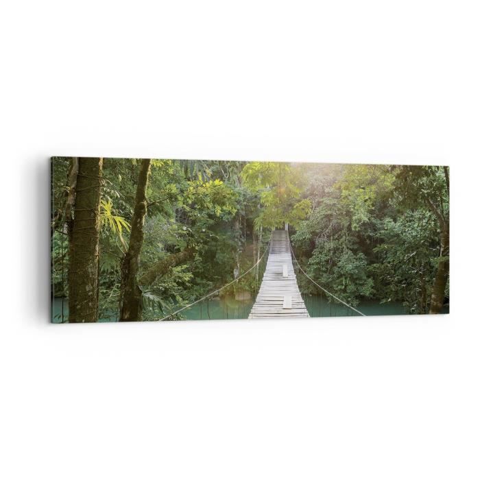 Tableau Sur Toile Cadre Décoration Salon Coucher De Soleil Lac Pont 120x80cm - Art Moderne Horizontal