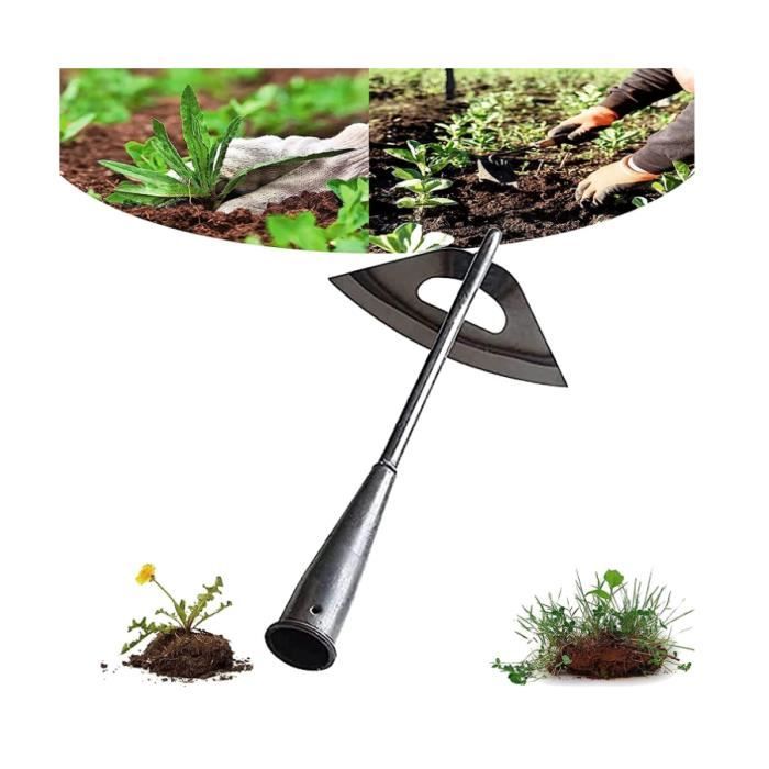 Houe De Jardin 2 En 1 Hula à Étriers Avec Manche Réglable 195cm - Cultivateur Et Râteau Désherbeur