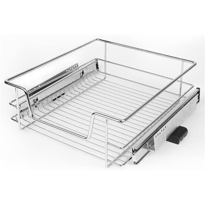2 Tiroirs Télescopiques COVAODQ Pour Armoire - Extensible 31,5-48cm - Glissières à Billes - Gris