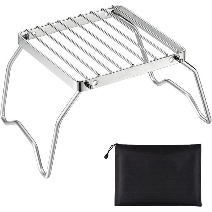 Grille De Camping Pliante En Acier Inoxydable – Barbecue Portable Pour Randonnée, Trekking Et Pique-nique