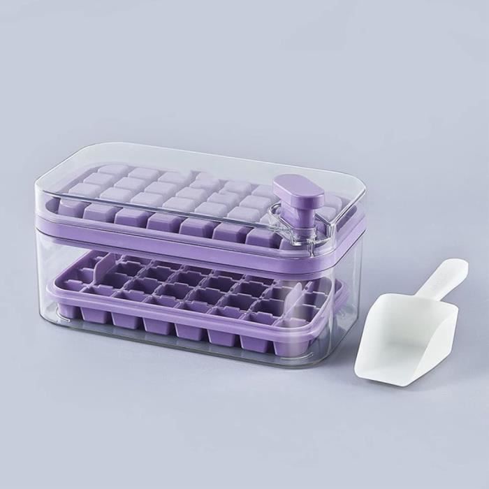 Lot De 4 Bacs à Glaçons En Silicone Avec Couvercles - 24 Compartiments En Forme De Diamant - Bleu Et Transparent - Lavables Au Lave-vaisselle