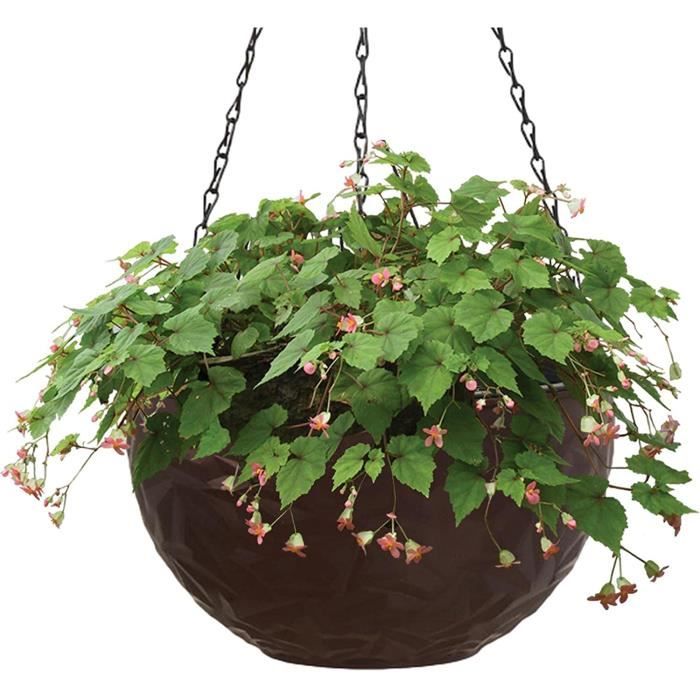5 Pots Suspendus En Plastique Tressé - Avec Chaînes, Pour Herbes, Fleurs, Plantes Grasses | Diamètre 16cm