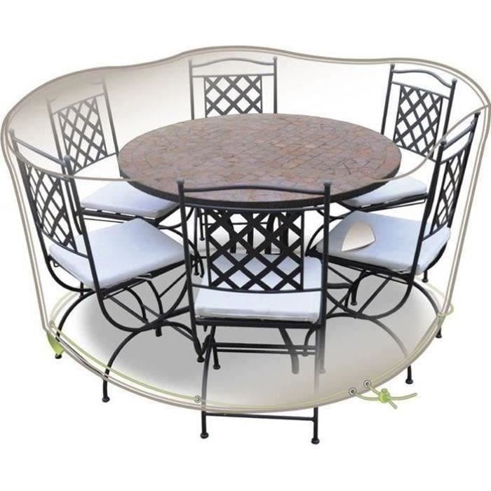 Housse table ronde + chaises - 6 personnes - gris mastic