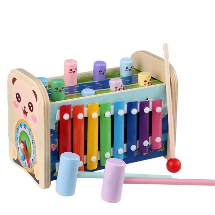 Tnfeeon – Marteau Et 4 Balles En Bois – Jouet éducatif 9 Mois+ – Pousse, Frappe, Découvre Les Couleurs