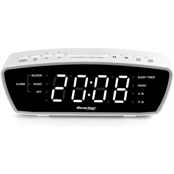 Réveil Radio Avec Gradation Automatique De L'Écran - Veilleuse 9 Couleurs - Radio FM - 7 Alarms - Minuterie Sommeil