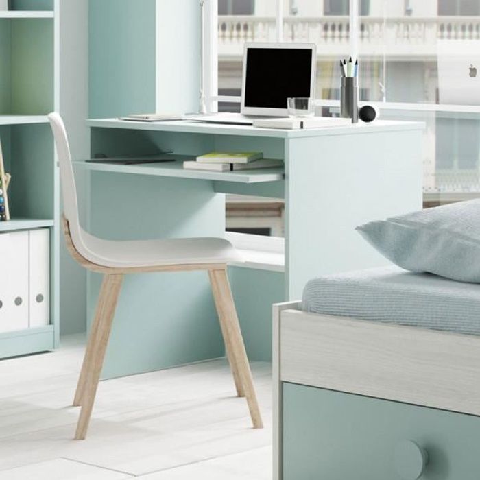 Bureau Avec Tablette Coulissante Turquoise Deskou Bleu Bois L 90 X L 54 X H 79 Cm Bureau Achat Vente Bureau Bureau Avec Tablette Soldes Sur Cdiscount Des Le 20 Janvier Cdiscount