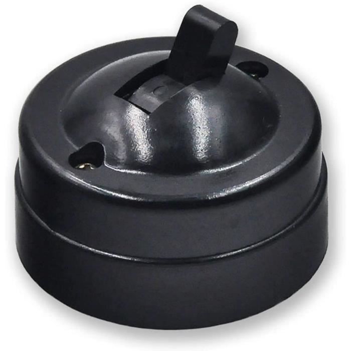 POPESQ Interrupteur 1 Contact Lumineux 23mm Rond 6A/250V Noir-Rouge Avec Éclairage Orange