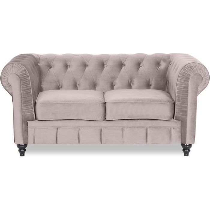 Canapé Chesterfield Velours 2 Places Altesse Taupe Canapé Chesterfield Velours 2 Places Altesse Taupe