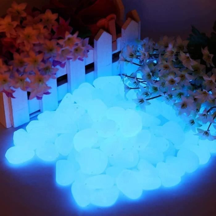300 PCS Pierres Lumineuses Bleues Pierres décoratives pour Le Jardin, Les Routes, la décoration en Plein air, Aquariums, Les allées