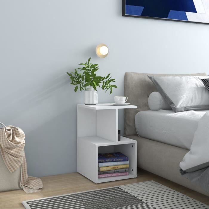 66284*PRO*Table de chevet Lot de 2 chevets Chevet Eleganter 2 pcs Blanc 35x35x55 cm Aggloméré NEW Produit Blanc