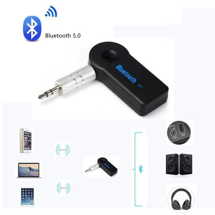 Transmetteur Bluetooth Bluetooth Émetteur Système Stéréo de Voiture/Maiso ssocié avec récepteur Bluetooth 2-en-1 sans Fil Adaptateur avec Câble Audio Numérique 3.5mm PC pour TV 