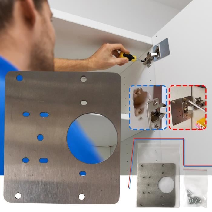 Kit de réparation de charnière de porte d'armoire de cuisine Montage de panneaux latéraux de réparation de charnière d'a WESE651