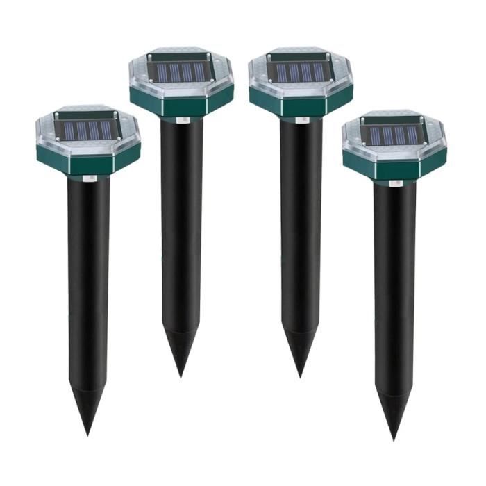 Anti Taupes Ultrasons, 4 Pièces Répulsif Taupes Ultrasons Solaire