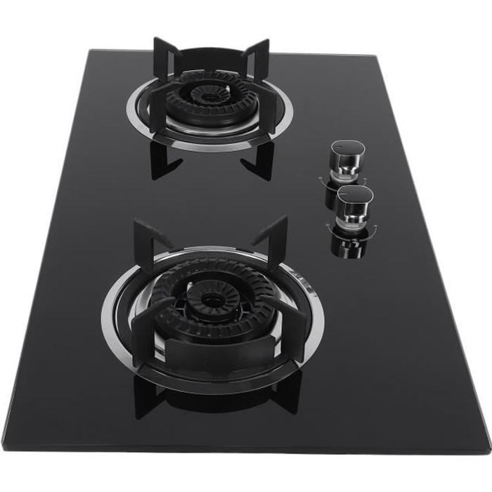 Plaque De Cuisson à Gaz 2 Feux Panneau En Verre Trempé 4.5kw