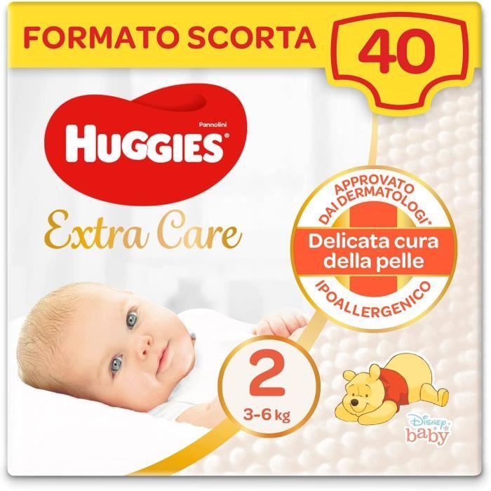 Huggies Huggies Extra Care Bebé, taille 2 (3-6 kg), lot de 40 couches – 830  - Cdiscount Puériculture & Eveil bébé