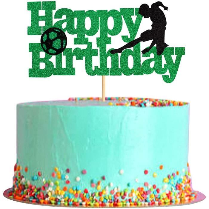1 Pcs Football Cake Toppers Joyeux Anniversaire Cake Toppers Football Footballer Glitter Cake Topper Sports Theme Fete Garcon Fill Cdiscount Maison