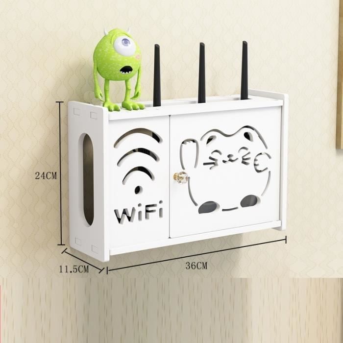 boîte de rangement,boîte de rangement de routeur wifi sans fil, étagère murale en pvc, support de prise - type with 1 door cat