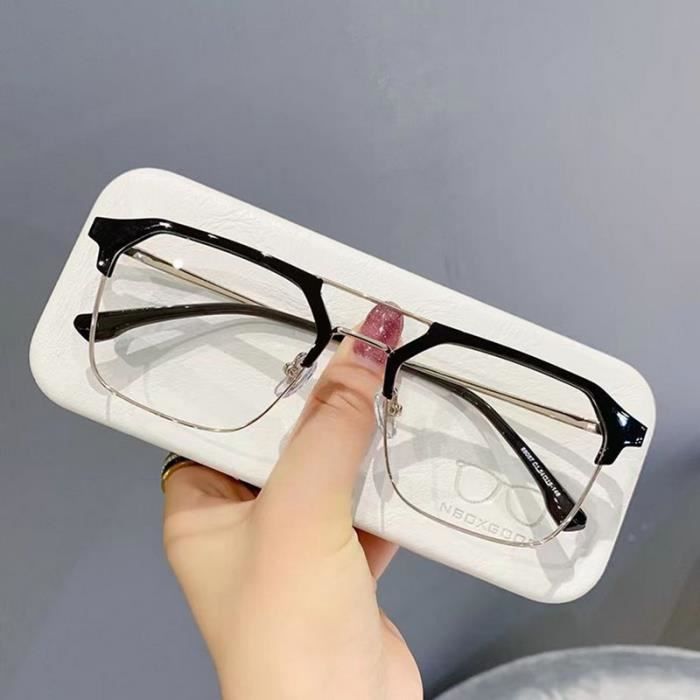 Lunettes De Vue Classiques Noires Unisexe - Monture Carrée épaisse En Acétate, Branches Avec Accents Chromés