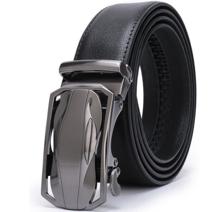 Ceinture homme noir cuir véritable anthracite 100 cm simple Largeur :3