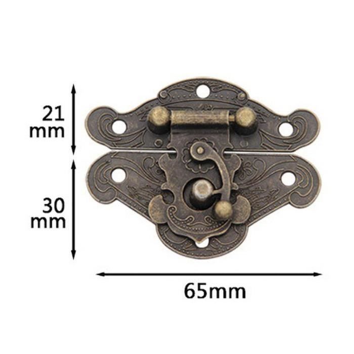 Loquet Serrure Vintage En Fer Bronze - Avec Serrure à Combinaison, Pour Armoire, Boîte à Bijoux, Meuble - 10