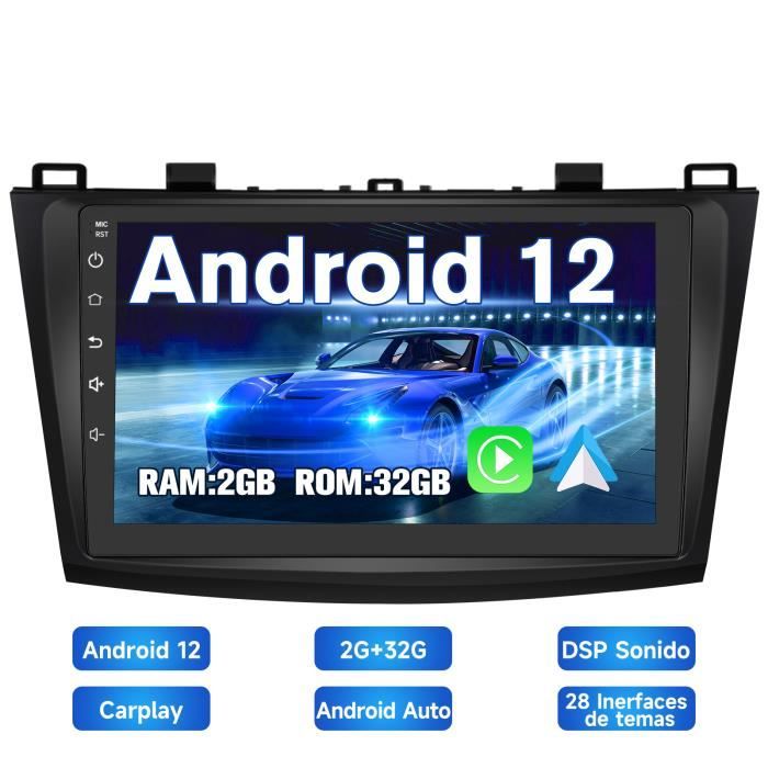 AWESAFE Autoradio Android 12 pour Mazda 2009-2013(2Go + 32 Go)avec Carplay GPS WiFi USB SD Bluetooth Android Auto