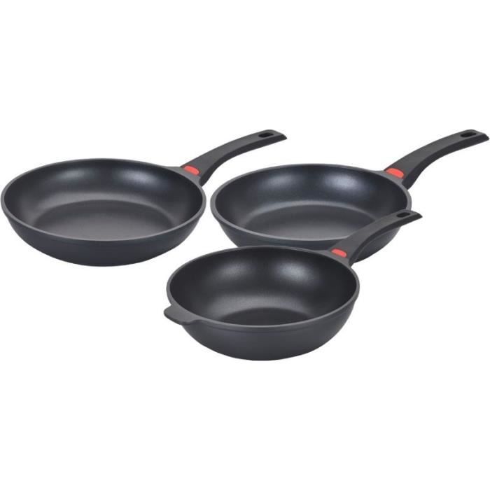 Set de 3 poêles - BAUMALU - Standard - Fonte daluminium - Anti-adhésif - Tous feux dont induction noir