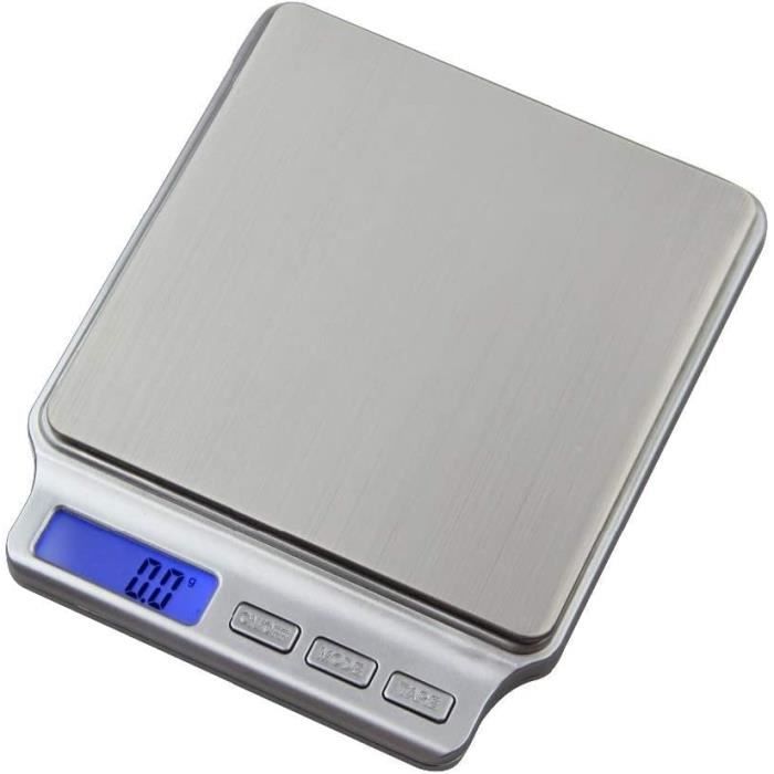 Balance Numérique De Précision 2000g / 0,1g – Pour Bijoux, Cuisine, Expéditions – Noire Avec Plateaux