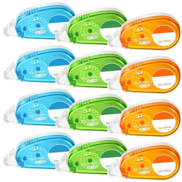 Lot De 6 Rouleaux De Colle Double Face - 3x 6mm X 6m Et 3x 8mm X 8m - Transparents, Pour Scrapbooking Et DIY
