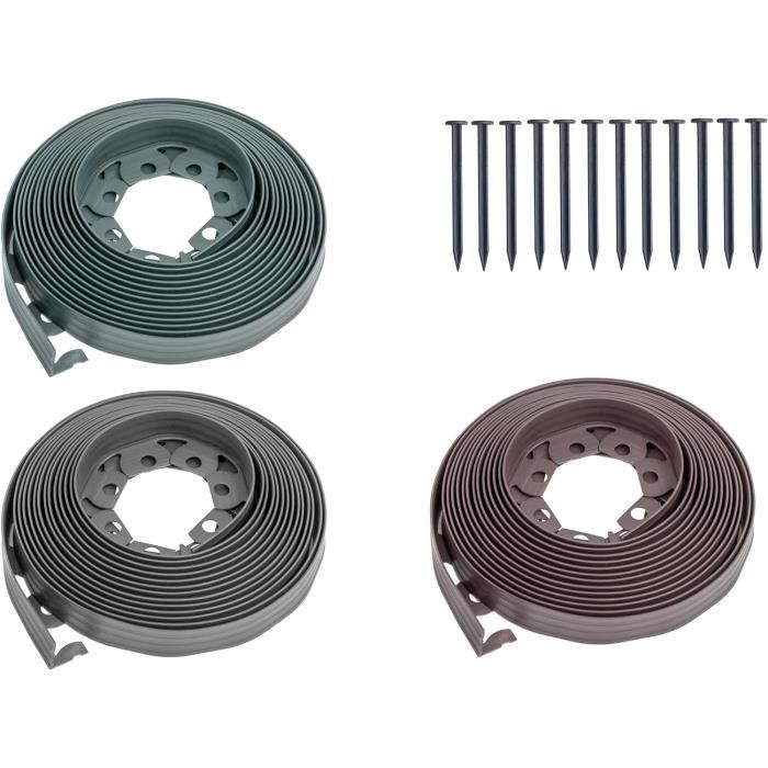Ribbonboard Konrado-Garden Bordure De Pelouse Flexible 10m Avec Piquets - Noir 4cm