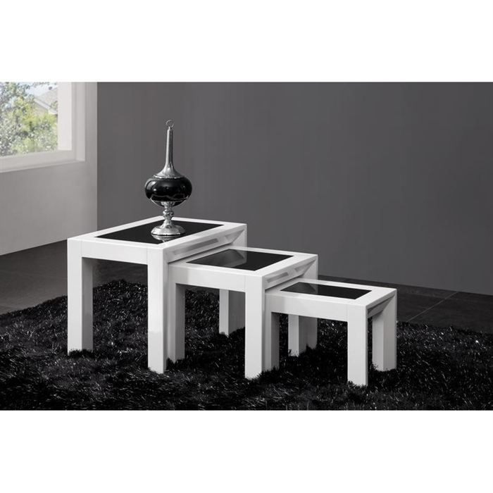Table Gigogne Design Laquee Blanche H Brillance Achat Vente
