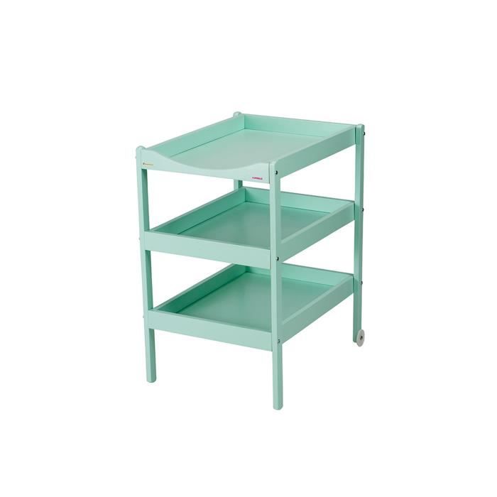 Combelle Table A Langer Susie 3 Plateaux Laque Vert Mint Laque