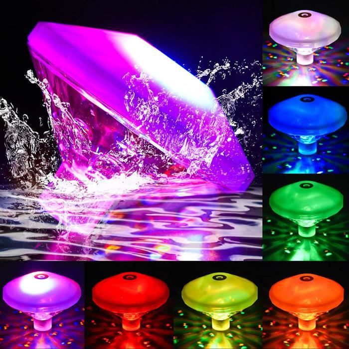 Lampe LED Flottante, Lumière de Piscine de LED, Lampes LED Flottantes étanches IP68 Avec 7 Modes de Couleurs Assorties,